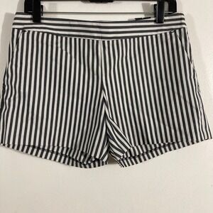 Express Striped Shorts Women Sz 4 Gray White 4.5 Inseam Side Zip Nautical Preppy